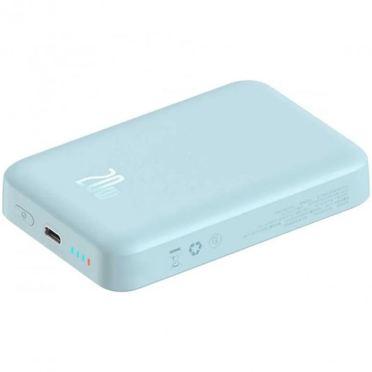 Портативний ЗП Power Bank Baseus Magnetic Mini OS 20W c БЗП 10000 mAh (PPCX110105) Blue - зображення 4 
