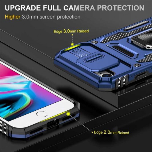Ударопрочный чехол Camshield Army Ring для Apple iPhone 7 / 8 / SE (2020) (4.7") Синий / Navy - изображение 2