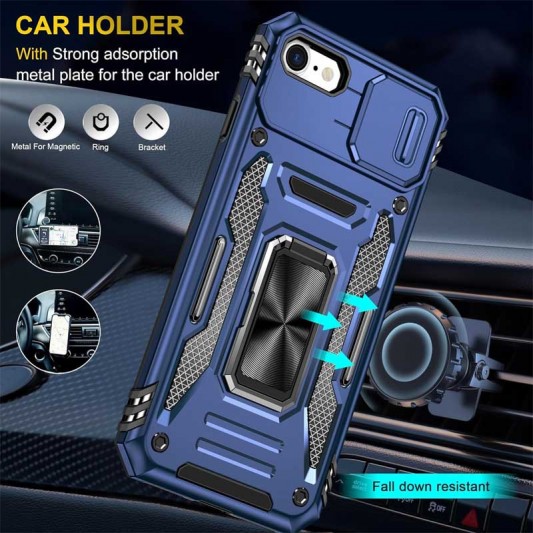 Ударопрочный чехол Camshield Army Ring для Apple iPhone 7 / 8 / SE (2020) (4.7") Синий / Navy - изображение 3