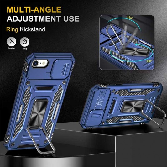 Ударопрочный чехол Camshield Army Ring для Apple iPhone 7 / 8 / SE (2020) (4.7") Синий / Navy - изображение 4