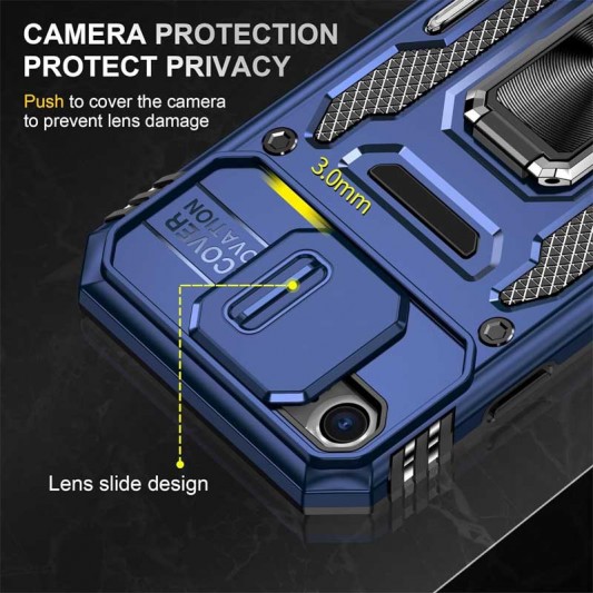 Ударопрочный чехол Camshield Army Ring для Apple iPhone 7 / 8 / SE (2020) (4.7") Синий / Navy - изображение 5