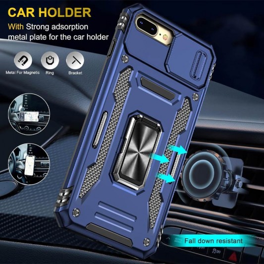 Ударостійкий чохол Camshield Army Ring для Apple iPhone 7 plus / 8 plus (5.5") Синій / Navy - зображення 1 