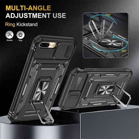 Ударостійкий чохол Camshield Army Ring для Apple iPhone 7 plus / 8 plus (5.5") Чорний / Black - зображення 1 