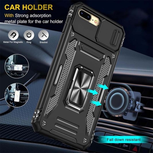 Ударостійкий чохол Camshield Army Ring для Apple iPhone 7 plus / 8 plus (5.5") Чорний / Black - зображення 2 