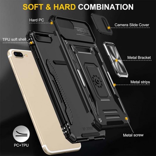 Ударостійкий чохол Camshield Army Ring для Apple iPhone 7 plus / 8 plus (5.5") Чорний / Black - зображення 5 