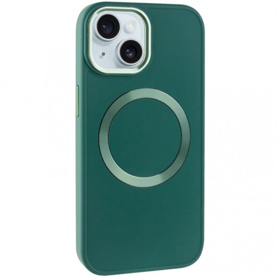 TPU чехол Bonbon Metal Style with MagSafe для Apple iPhone 15 (6.1") Зеленый / Pine green