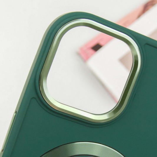 TPU чохол Bonbon Metal Style with MagSafe для Apple iPhone 15 (6.1") Зелений / Pine green - зображення 2 