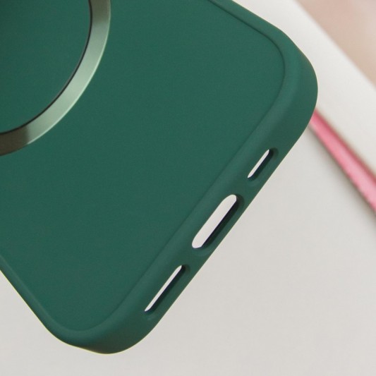 TPU чохол Bonbon Metal Style with MagSafe для Apple iPhone 15 (6.1") Зелений / Pine green - зображення 4 