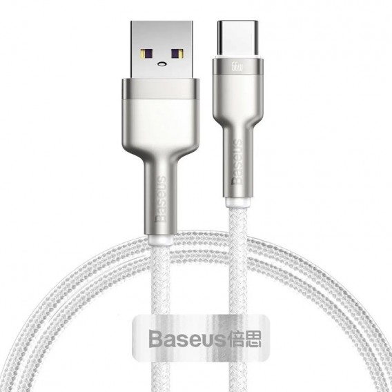 Дата кабель Baseus Cafule Metal Data USB to Type-C 66W (1m) (CAKF00010), White