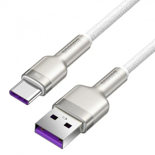 Дата кабель Baseus Cafule Metal Data USB Type-C 66W (1m) (CAKF00010), White - зображення 1 