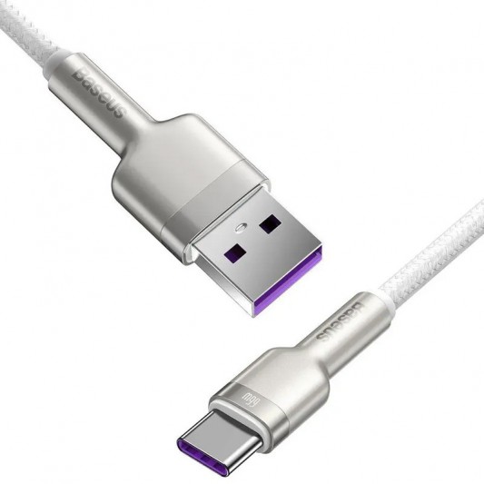 Дата кабель Baseus Cafule Metal Data USB Type-C 66W (1m) (CAKF00010), White - зображення 2 