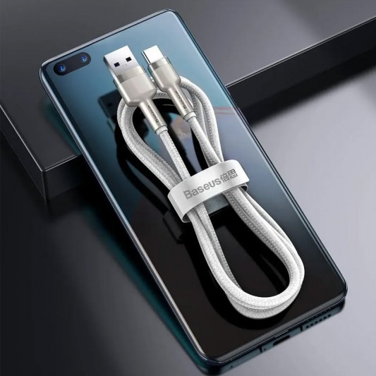 Дата кабель Baseus Cafule Metal Data USB Type-C 66W (1m) (CAKF00010), White - зображення 3 