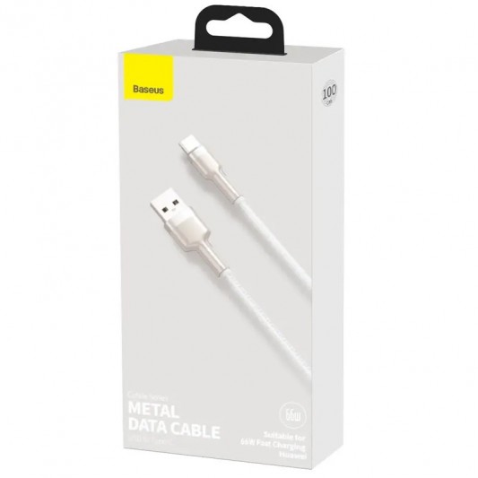 Дата кабель Baseus Cafule Metal Data USB Type-C 66W (1m) (CAKF00010), White - зображення 4 