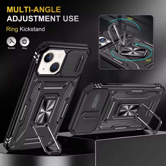 Ударопрочный чехол Camshield Army Ring для Apple iPhone 13 (6.1") Черный / Black - изображение 3
