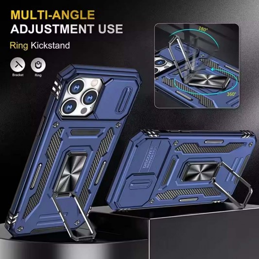 Ударостійкий чохол Camshield Army Ring для Apple iPhone 13 Pro (6.1") Синій / Navy - зображення 1 