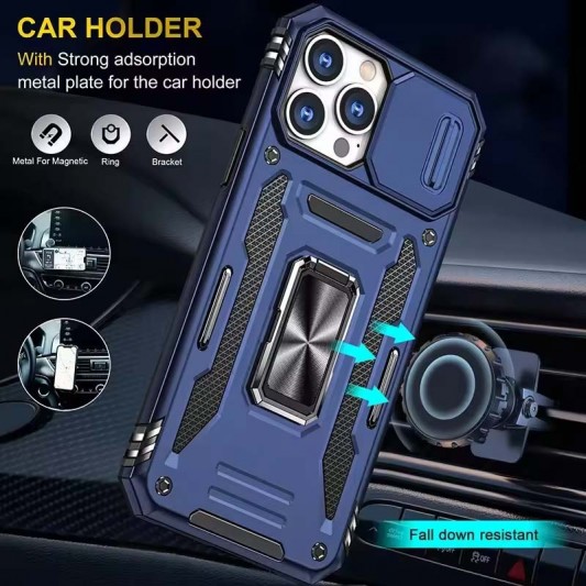Ударостійкий чохол Camshield Army Ring для Apple iPhone 13 Pro (6.1") Синій / Navy - зображення 2 