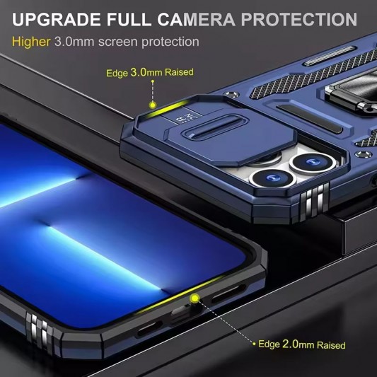 Ударостійкий чохол Camshield Army Ring для Apple iPhone 13 Pro (6.1") Синій / Navy - зображення 3 