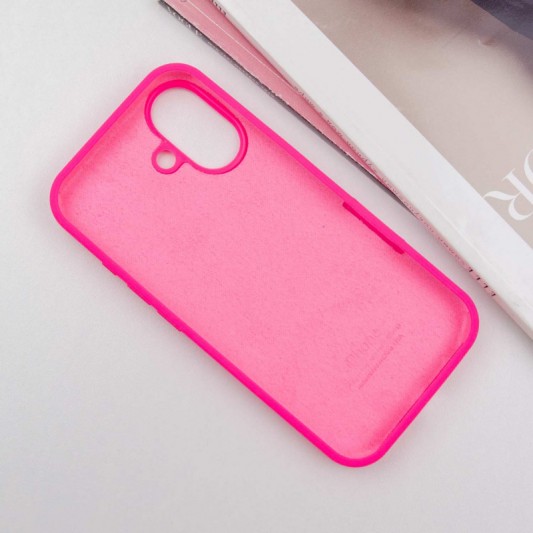 Чехол Silicone Case Full Protective (AA) для Apple iPhone 16 (6.1") Розовый / Barbie pink - изображение 2