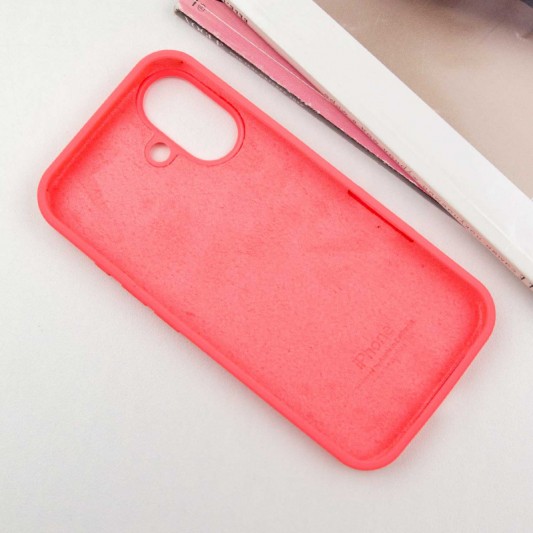 Чехол Silicone Case Full Protective (AA) для Apple iPhone 16 (6.1") Арбузный / Watermelon red - изображение 2