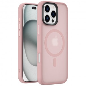 TPU+PC чохол Metal Buttons with MagSafe Colorful для Apple iPhone 16 Pro (6.3") Рожевий / Pink