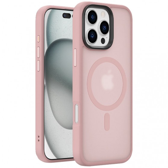 TPU+PC чехол Metal Buttons with MagSafe Colorful для Apple iPhone 16 Pro Max (6.9") Розовый / Pink