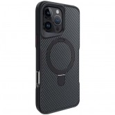 TPU+PC чехол Metal Buttons with MagSafe Carbon Ring для Apple iPhone 16 Pro Max (6.9 дюйма) Черный