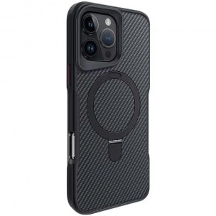 TPU+PC чехол Metal Buttons with MagSafe Carbon Ring для Apple iPhone 16 Pro Max (6.9") Черный