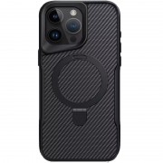 TPU+PC чохол Metal Buttons with MagSafe Carbon Ring для Apple iPhone 16 Pro Max (6.9"), Чорний