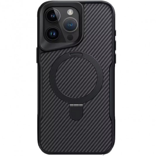 TPU+PC чохол Metal Buttons with MagSafe Carbon Ring для Apple iPhone 16 Pro Max (6.9") Чорний - зображення 1 