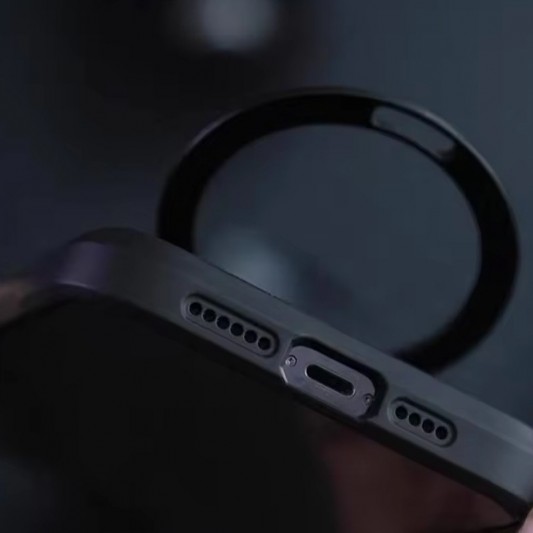TPU+PC чохол Metal Buttons with MagSafe Carbon Ring для Apple iPhone 16 Pro Max (6.9") Чорний - зображення 5 