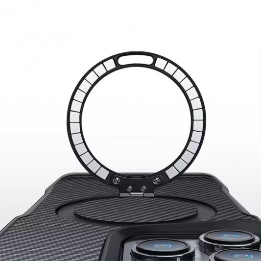 TPU+PC чохол Metal Buttons with MagSafe Carbon Ring для Apple iPhone 16 Pro Max (6.9") Чорний - зображення 6 