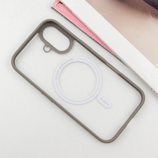 TPU+PC чохол Blueo Skin Friendly Frosted with MagSafe для Apple iPhone 16 (6.1") Сірий - зображення 2 