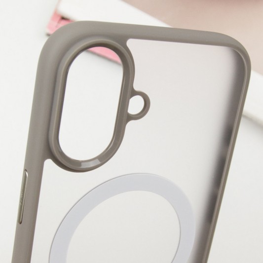 TPU+PC чохол Blueo Skin Friendly Frosted with MagSafe для Apple iPhone 16 (6.1") Сірий - зображення 4 