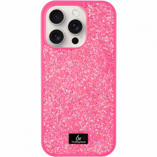 TPU чехол Bling World Rock Diamond для Apple iPhone 16 Pro (6.3") Ярко-розовый