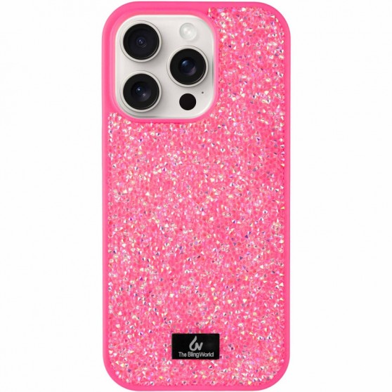 TPU чехол Bling World Rock Diamond для Apple iPhone 16 Pro (6.3") Ярко-розовый