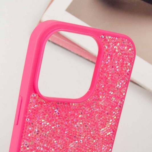 TPU чехол Bling World Rock Diamond для Apple iPhone 16 Pro (6.3") Ярко-розовый - изображение 4