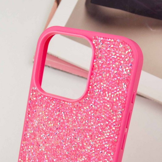 TPU чехол Bling World Rock Diamond для Apple iPhone 16 Pro (6.3") Ярко-розовый - изображение 5