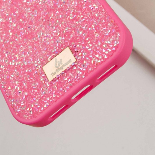 TPU чехол Bling World Rock Diamond для Apple iPhone 16 Pro (6.3") Ярко-розовый - изображение 6