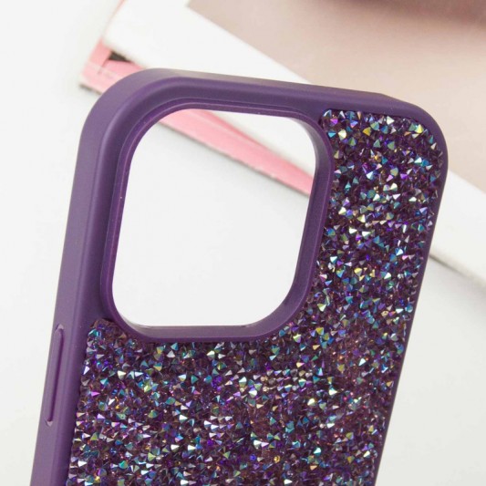 TPU чохол Bling World Rock Diamond для Apple iPhone 16 Pro (6.3") Фіолетовий - зображення 4 
