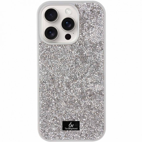 TPU чехол Bling World Rock Diamond для Apple iPhone 16 Pro (6.3"), Серебряный