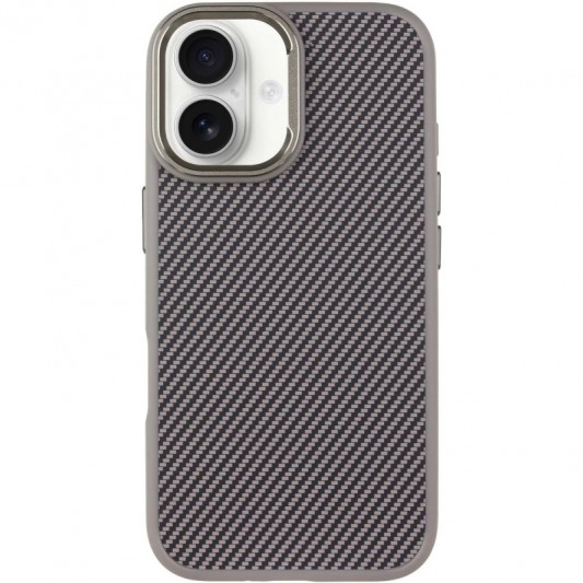Чехол TPU+PC Carbon with MagSafe для Apple iPhone 16 (6.1") Grey
