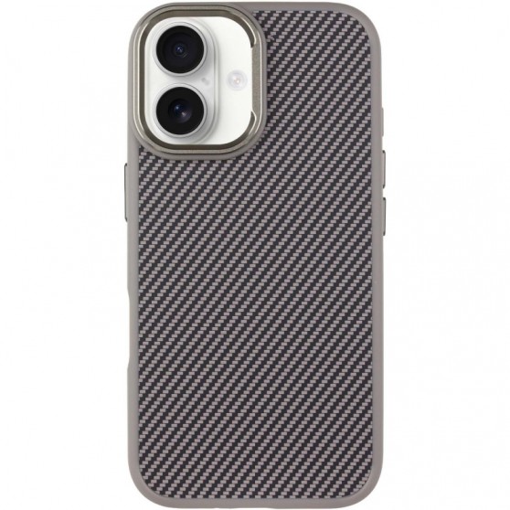Чехол TPU+PC Carbon with MagSafe для Apple iPhone 16 (6.1") Grey