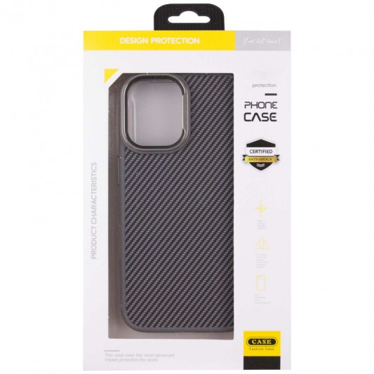Чехол TPU+PC Carbon with MagSafe для Apple iPhone 16 (6.1") Grey - изображение 4