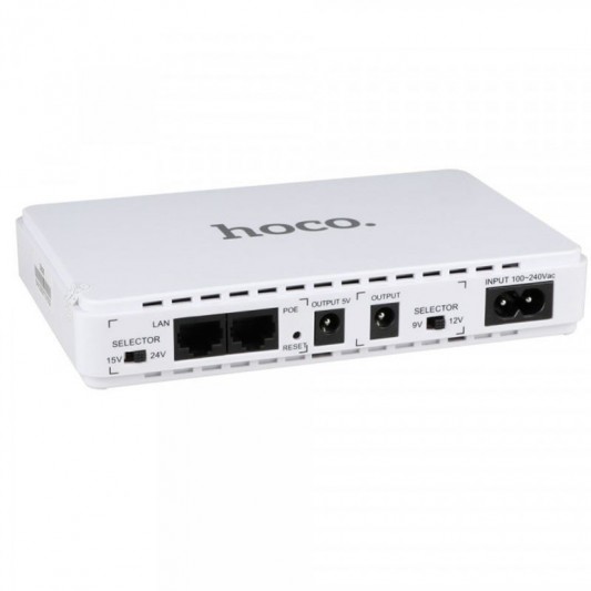 Джерело безперебійного живлення Hoco DB25 Smart Mini UPS для роутерів 5V/9V/12V 8800 mAh White - зображення 2 