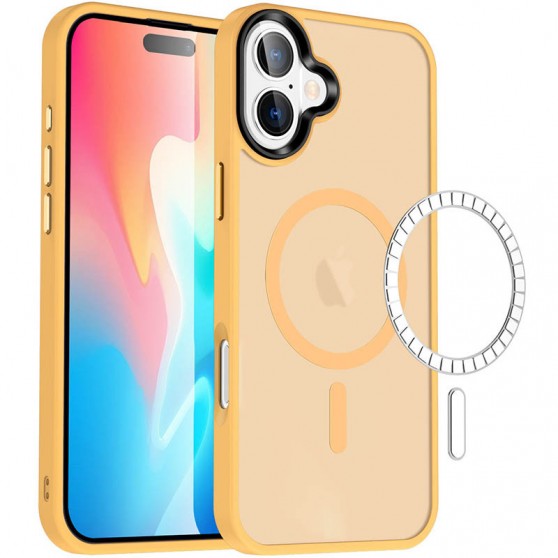 TPU+PC чохол Metal Buttons with MagSafe Colorful для Apple iPhone 16 (6.1") Золотий / Gold