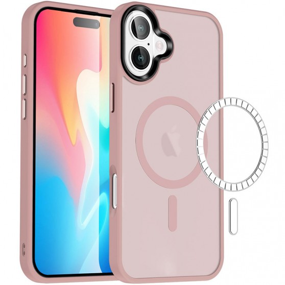 TPU+PC чехол Metal Buttons with MagSafe Colorful для Apple iPhone 16 Plus (6.7") Розовый / Pink