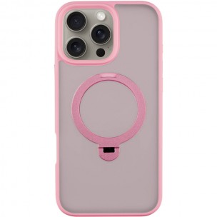 TPU+PC чохол Metal Buttons with MagSafe Colorful HQ Ring для Apple iPhone 16 Pro (6.3") Pink