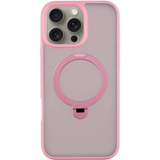 TPU+PC чехол Metal Buttons with MagSafe Colorful HQ Ring для Apple iPhone 16 Pro (6.3") Pink