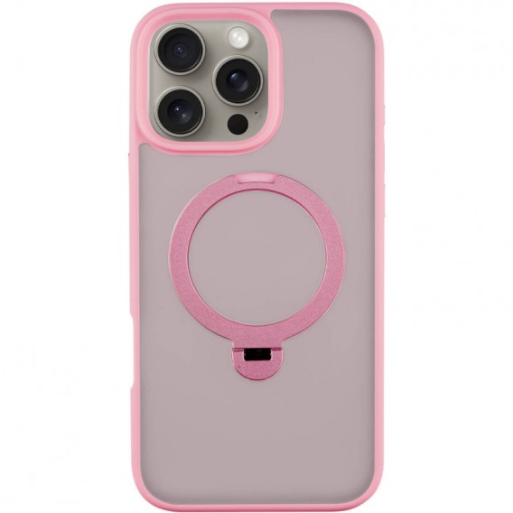TPU+PC чехол Metal Buttons with MagSafe Colorful HQ Ring для Apple iPhone 16 Pro (6.3"), Pink