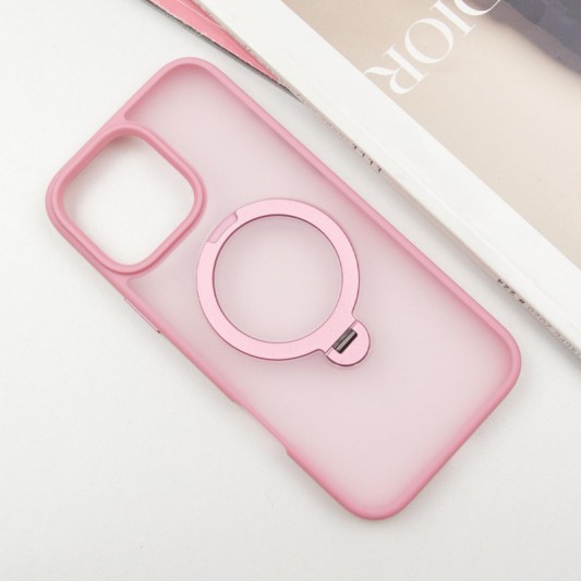 TPU+PC чехол Metal Buttons with MagSafe Colorful HQ Ring для Apple iPhone 16 Pro (6.3") Pink - изображение 1